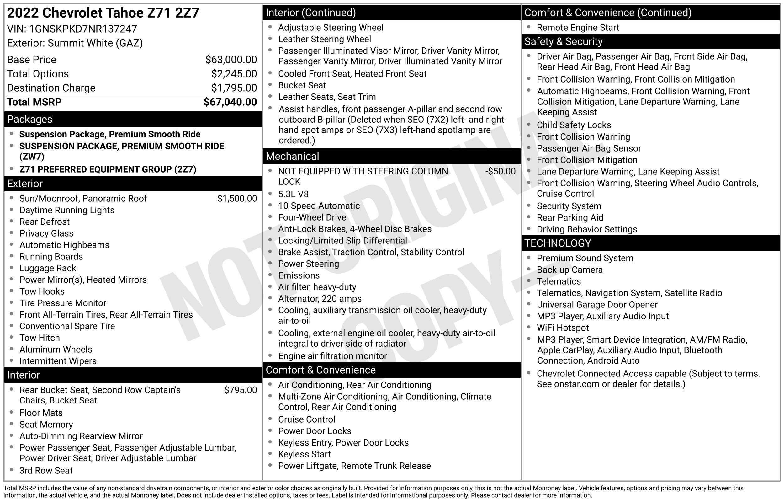 Used 2022 Chevrolet Tahoe Z71 AWD/4WD image 2