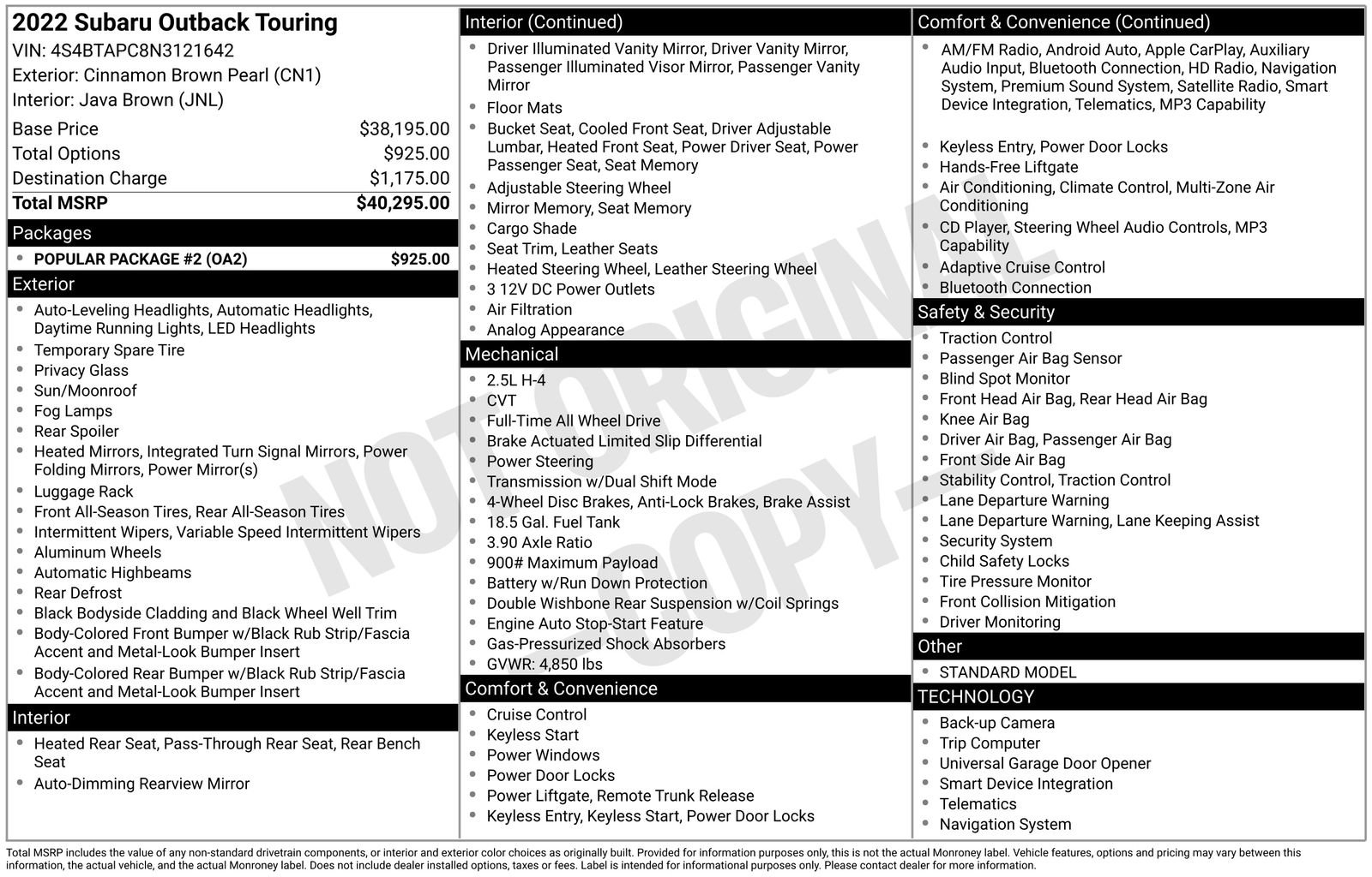 Used 2022 Subaru Outback Touring w/ Popular Package #2 AWD/4WD image 6