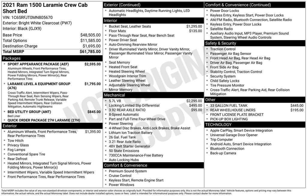 Used 2021 RAM 1500 Laramie w/ Sport Appearance Package AWD/4WD image 30