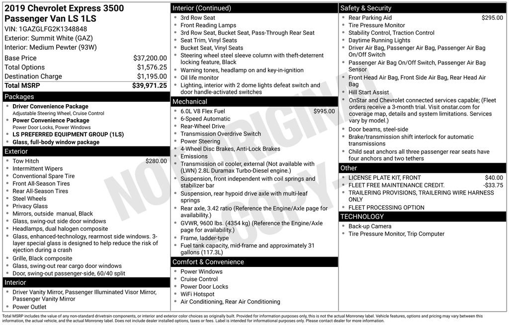 Used 2019 Chevrolet Express 3500 LS image 5