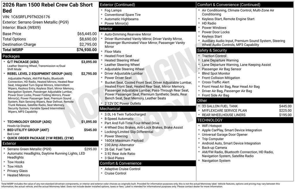 New 2026 RAM 1500 Rebel w/ G/T Package AWD/4WD image 7