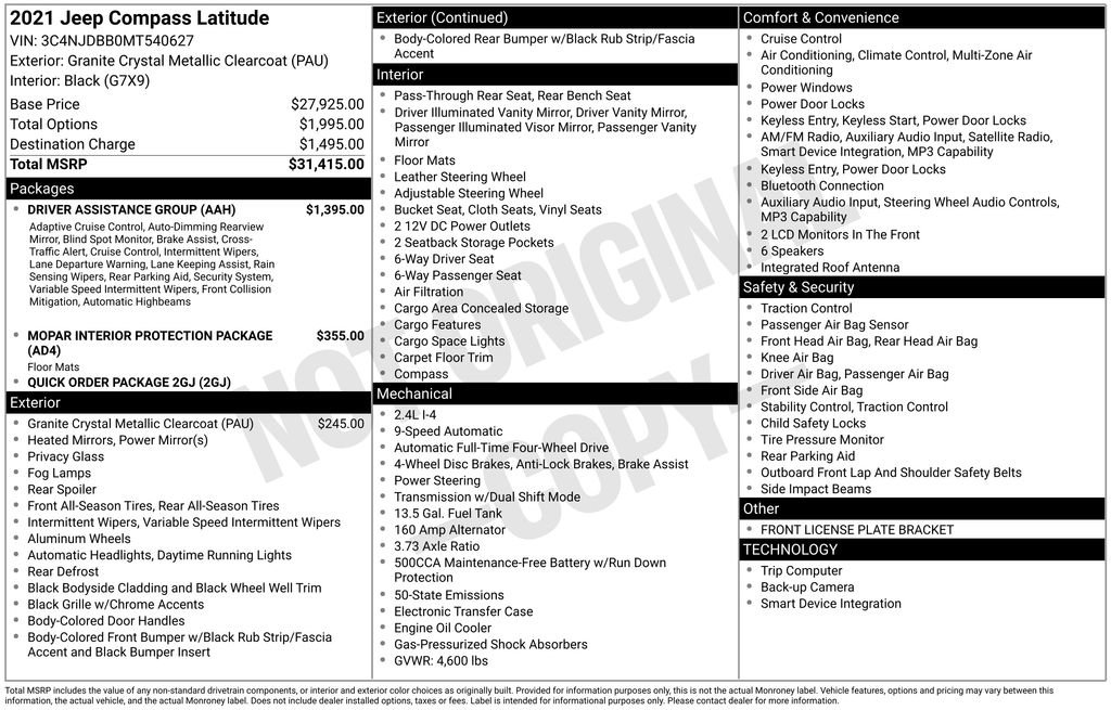 Used 2021 Jeep Compass Latitude w/ Driver Assistance Group image 17