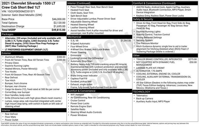Used 2021 Chevrolet Silverado 1500 LT AWD/4WD image 2