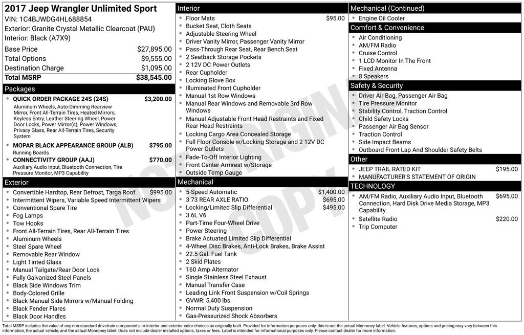 Used 2017 Jeep Wrangler Unlimited Sport w/ Quick Order Package 24S image 22