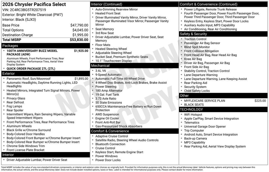 New 2026 Chrysler Pacifica Select AWD/4WD image 3