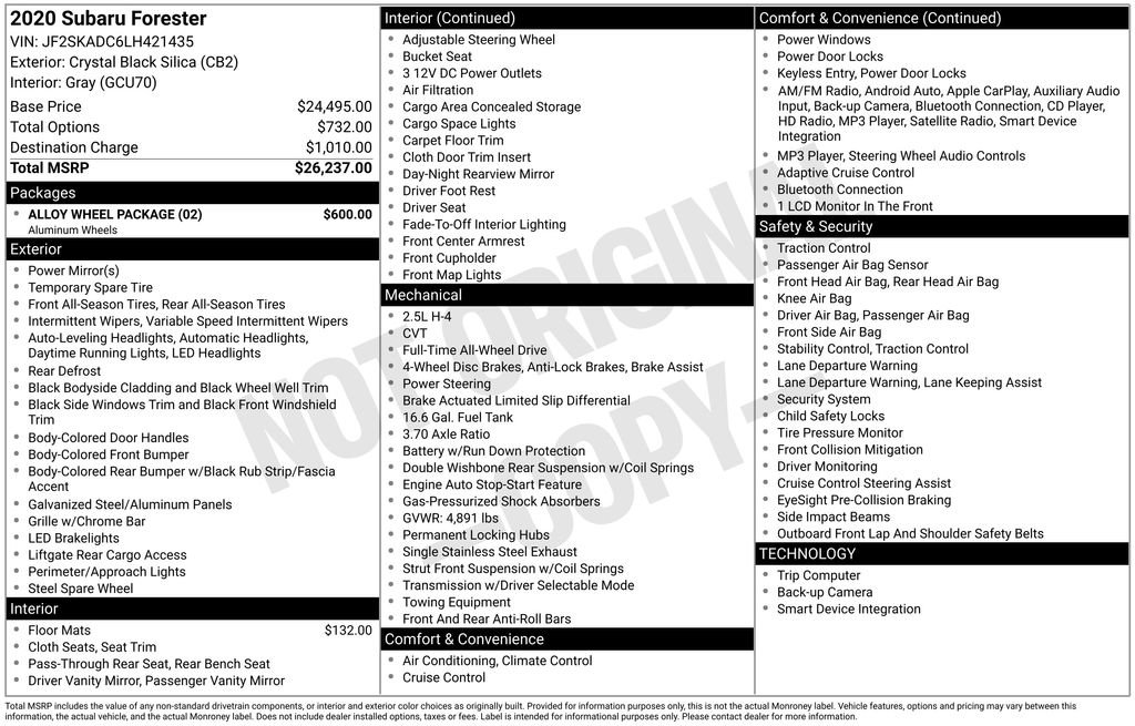 Used 2020 Subaru Forester w/ Alloy Wheel Package image 50