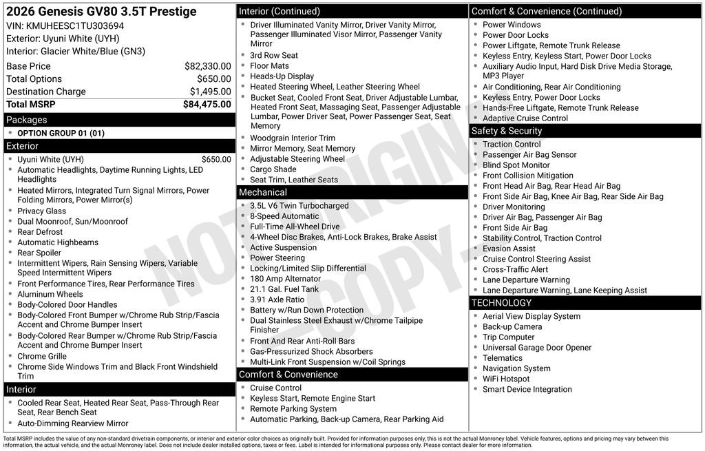 Used 2026 Genesis GV80 3.5T Prestige image 5