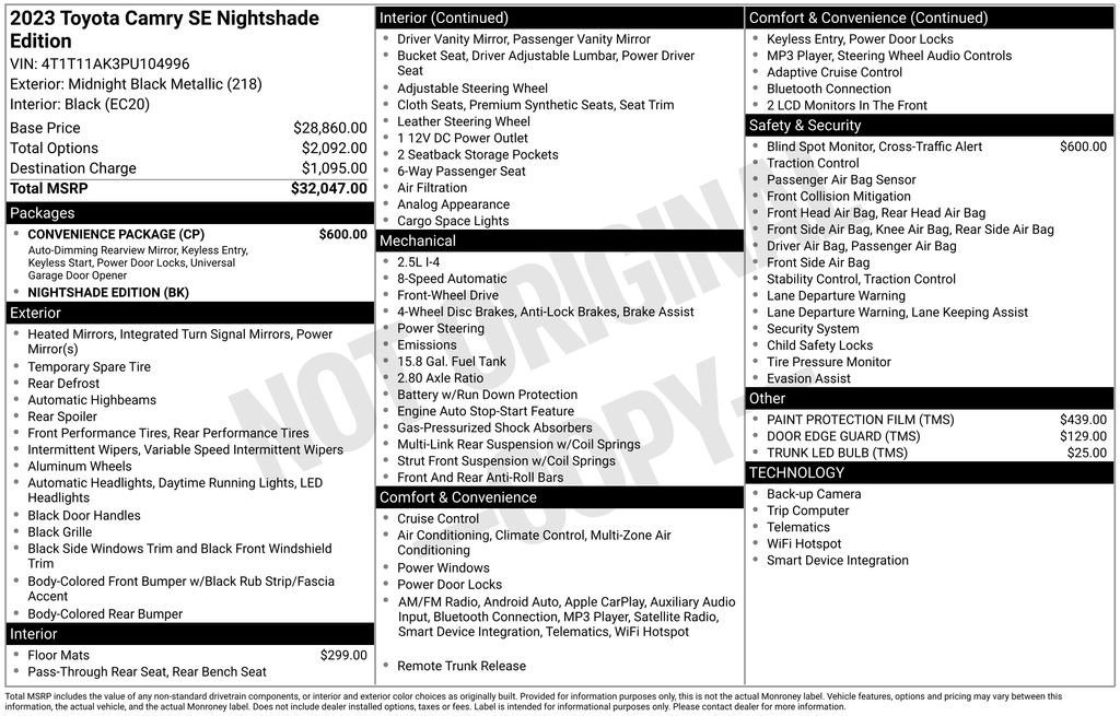 Used 2023 Toyota Camry SE w/ Convenience Package image 3