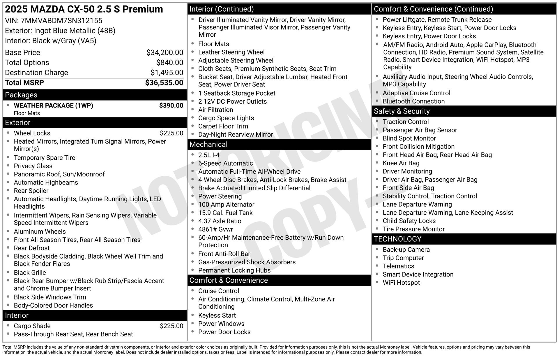 Certified 2025 MAZDA CX-50 AWD 2.5 S w/ Weather Package image 28