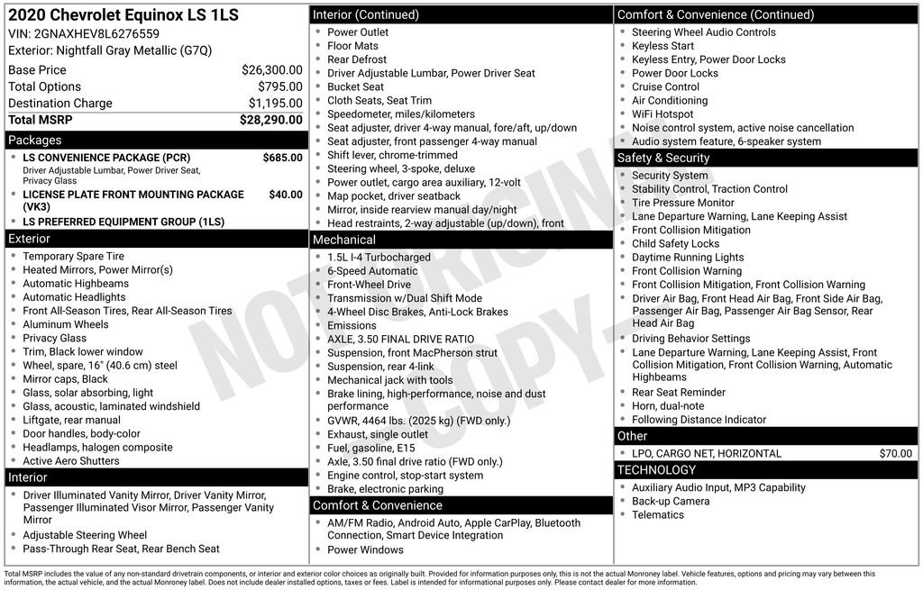 Used 2020 Chevrolet Equinox LS w/ LS Convenience Package FWD image 11