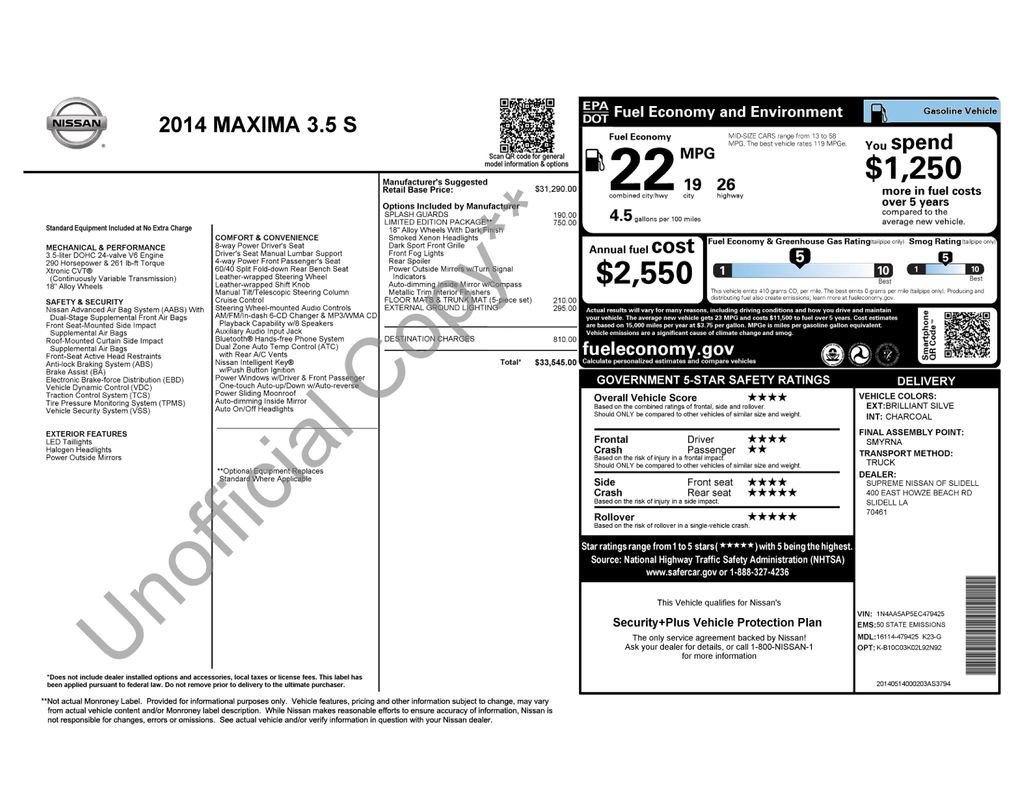 Used 2014 Nissan Maxima 3.5 S w/ Limited Edition Package FWD image 11