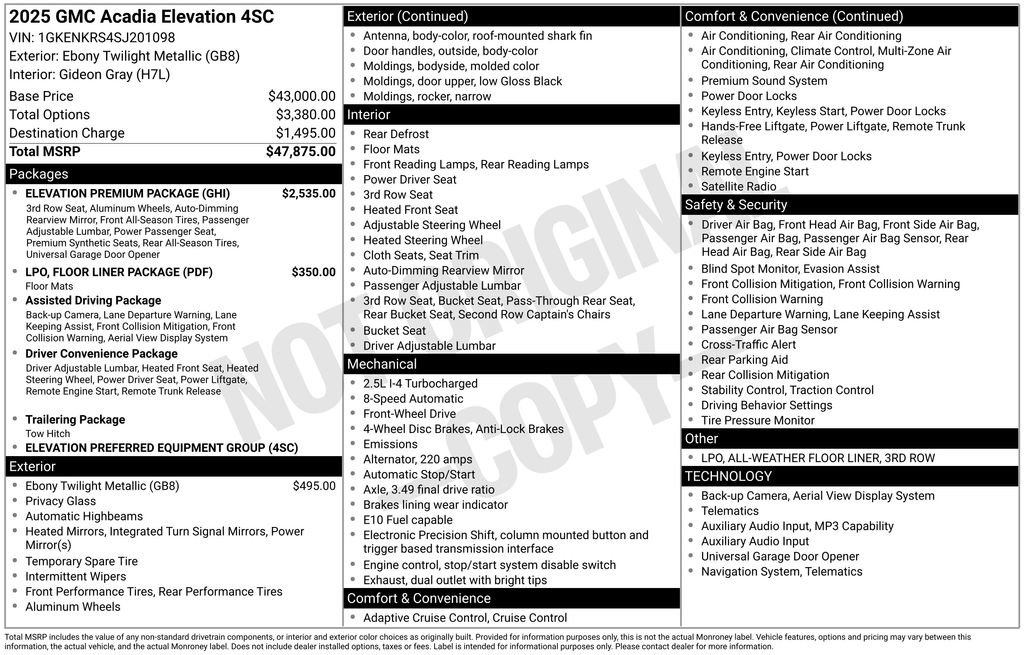 Used 2025 GMC Acadia Elevation w/ Elevation Premium Package FWD image 28