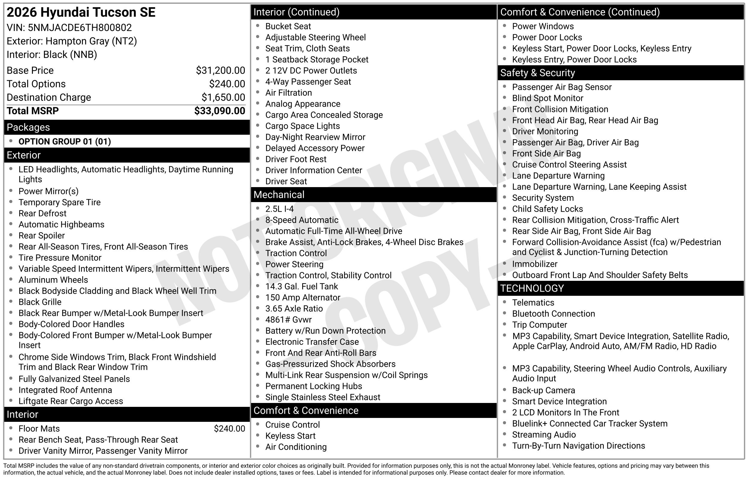 New 2026 Hyundai Tucson SE AWD/4WD image 3