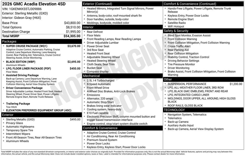 New 2026 GMC Acadia Elevation w/ Super Cruise Package FWD image 31