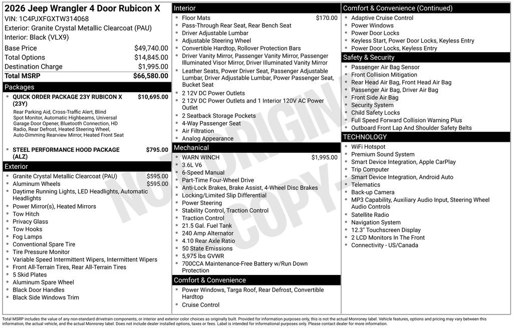 New 2026 Jeep Wrangler Unlimited Rubicon AWD/4WD image 2