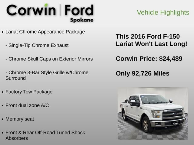 Used 2016 Ford F150 Lariat w/ Equipment Group 501A Mid image 12