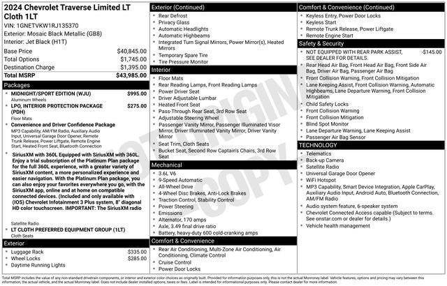 Used 2024 Chevrolet Traverse LT w/ Midnight/Sport Edition AWD/4WD image 37