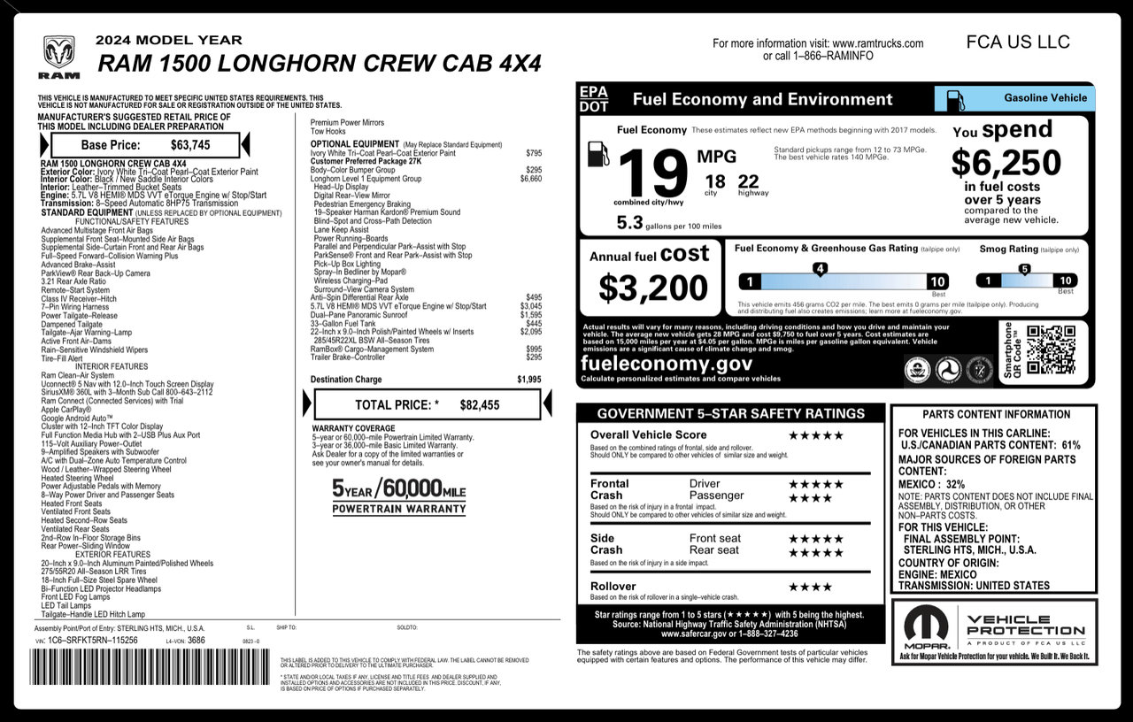 Used 2024 RAM 1500 Longhorn AWD/4WD image 76
