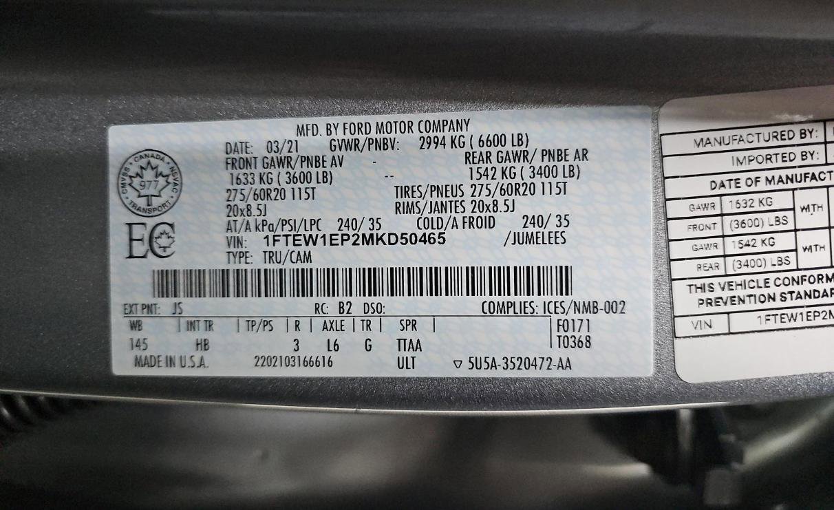 Used 2021 Ford F150 Lariat w/ Equipment Group 502A High image 19