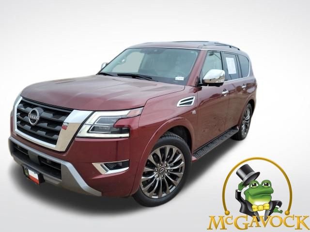 Certified 2021 Nissan Armada Platinum w/ Captain's Chairs Package RWD image 1