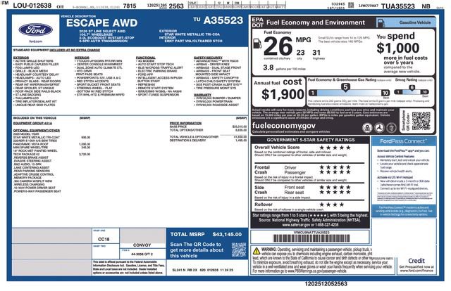 New 2026 Ford Escape ST-Line Select w/ Tech Pack #2 AWD/4WD image 27