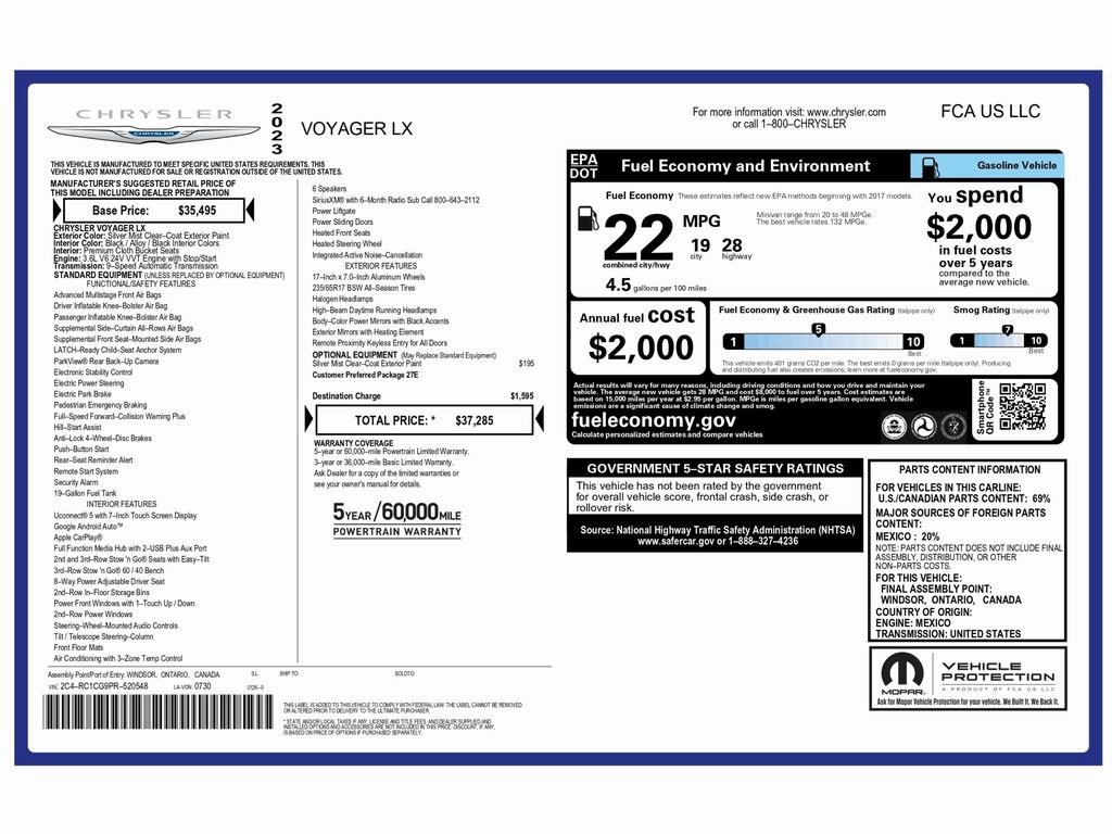 Used 2023 Chrysler Voyager LX image 2