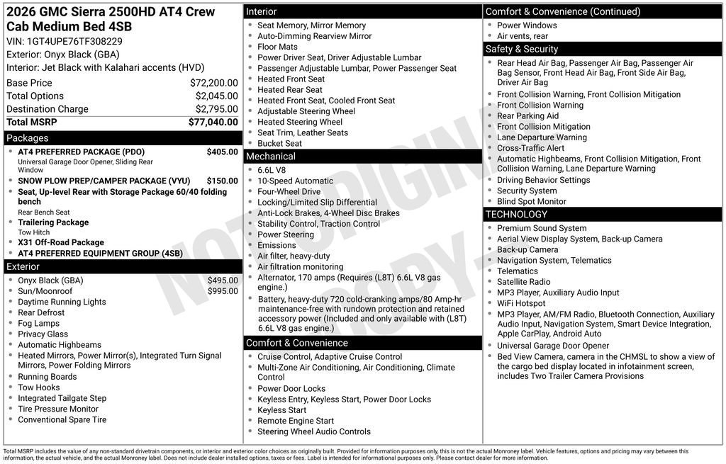 New 2026 GMC Sierra 2500 AT4 w/ AT4 Preferred Package AWD/4WD image 4