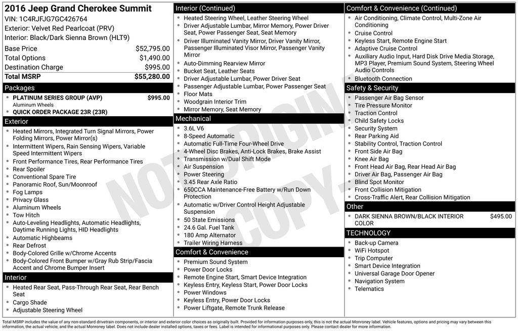 Used 2016 Jeep Grand Cherokee Summit w/ Platinum Series Group image 7