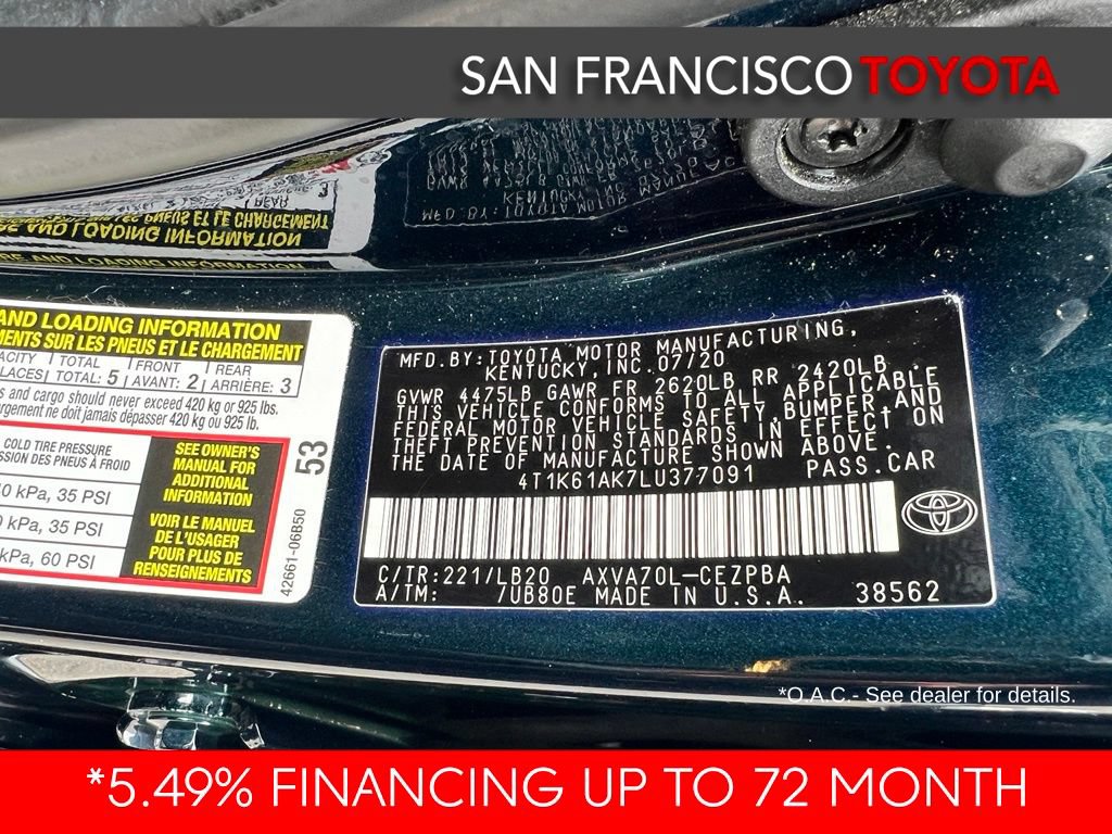 Certified 2020 Toyota Camry XSE FWD image 40