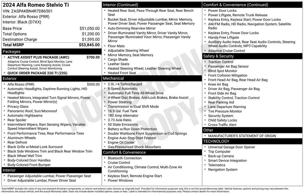 Used 2024 Alfa Romeo Stelvio Ti w/ Active Assist Plus Package image 16