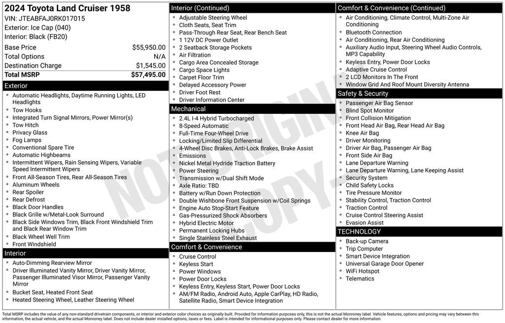 Used 2024 Toyota Land Cruiser 1958 AWD/4WD image 32