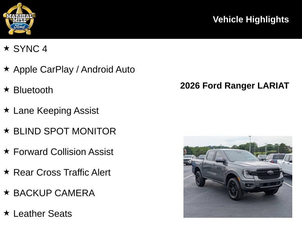 New 2026 Ford Ranger Lariat w/ FX4 Off-Road Package AWD/4WD image 2