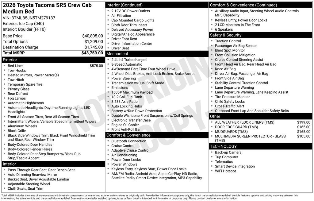 New 2026 Toyota Tacoma SR5 AWD/4WD image 7