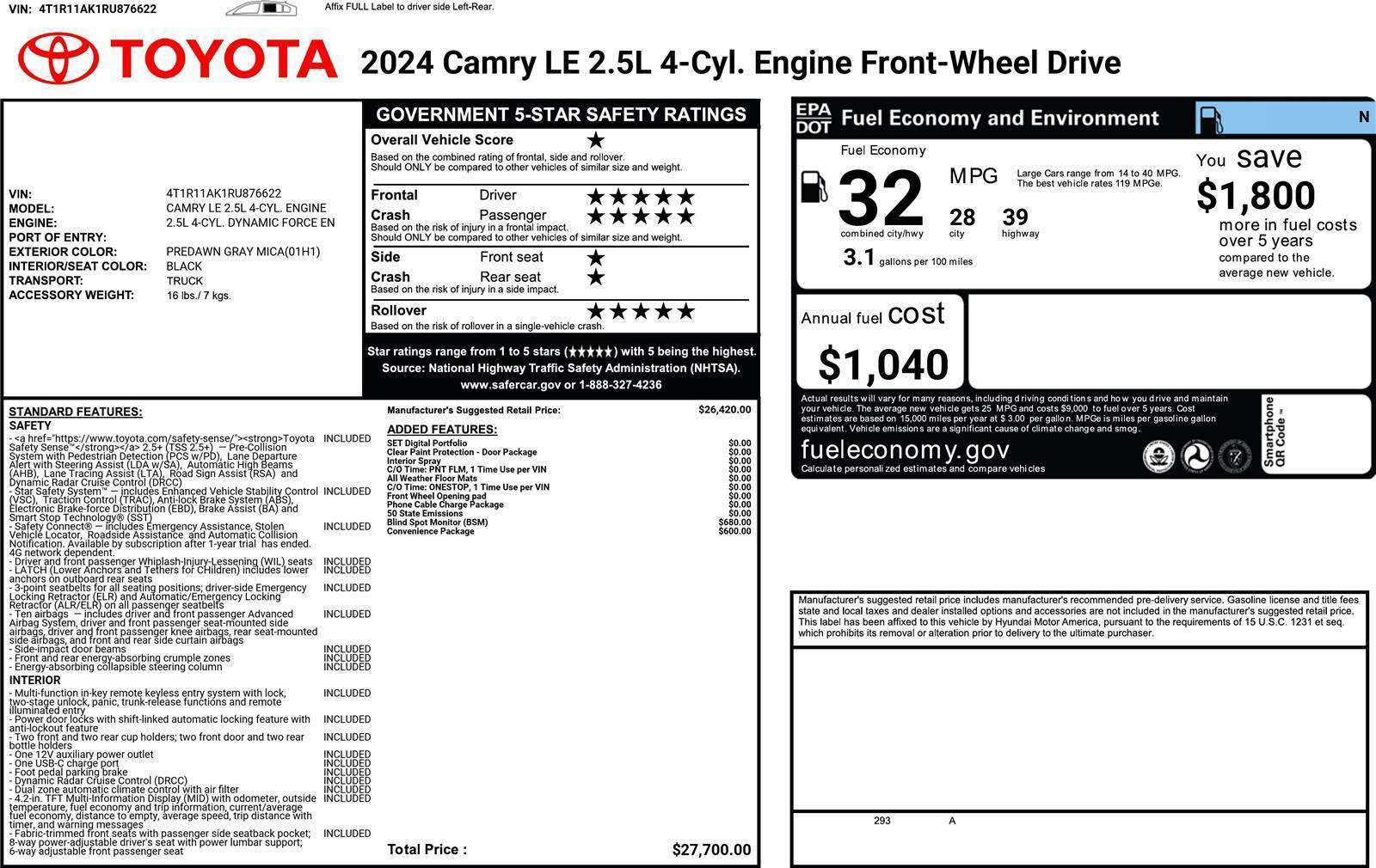 Used 2024 Toyota Camry LE w/ Convenience Package FWD image 72