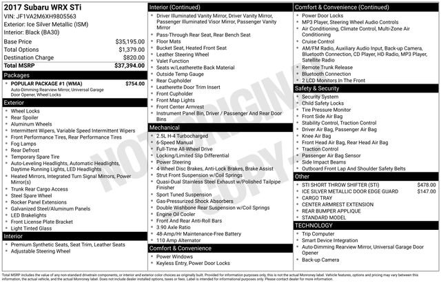 Used 2017 Subaru WRX STI w/ Popular Package #1 image 15