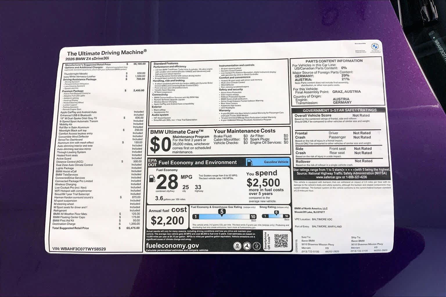 New 2026 BMW Z4 sDrive30i w/ Premium Package RWD image 22