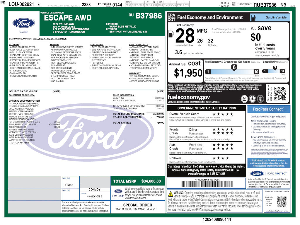 Used 2024 Ford Escape ST-Line w/ Tech Pack #1 AWD/4WD image 4