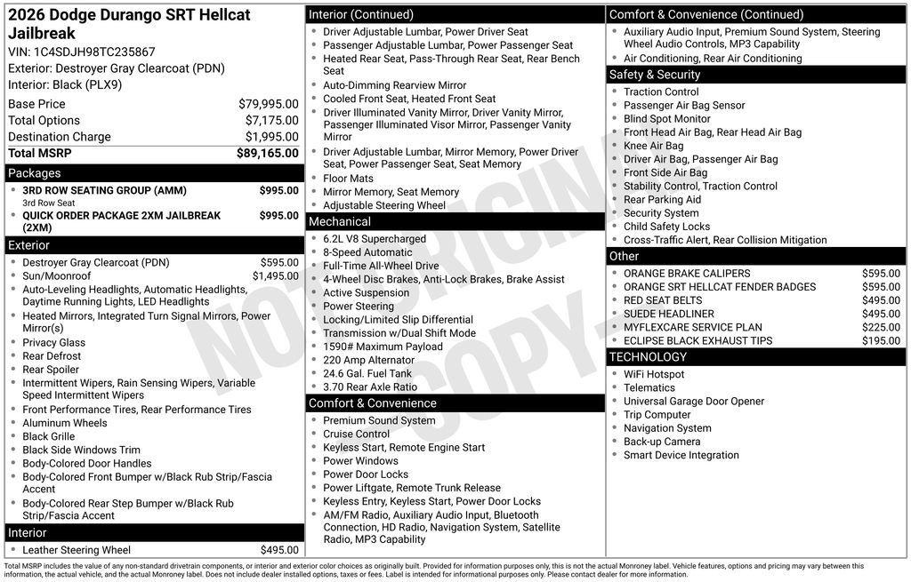 New 2026 Dodge Durango SRT Hellcat image 9