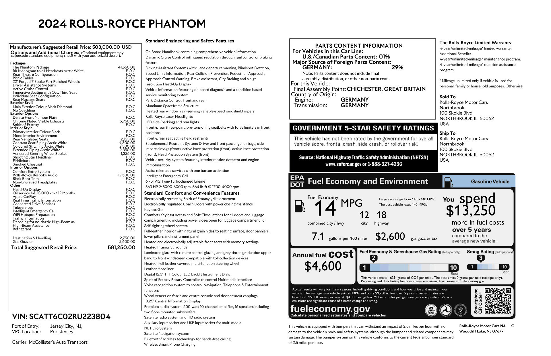 Used 2024 Rolls-Royce Phantom Sedan w/ The Phantom Package RWD image 4