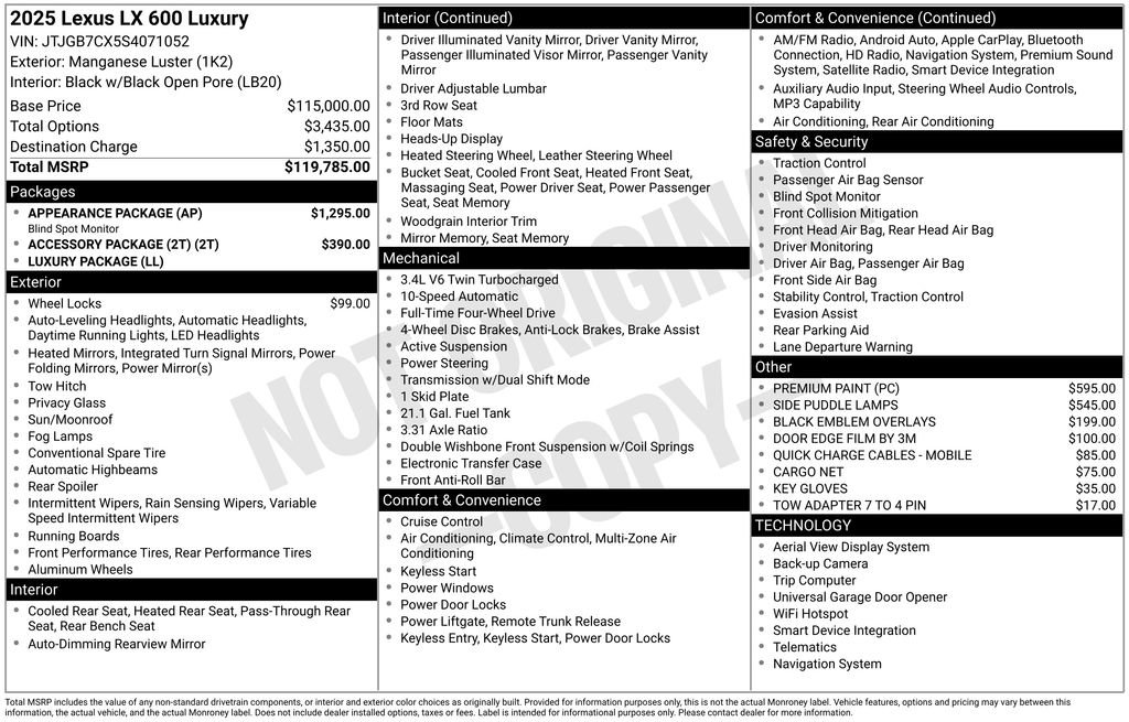 Used 2025 Lexus LX 600 4WD w/ Appearance Package image 5