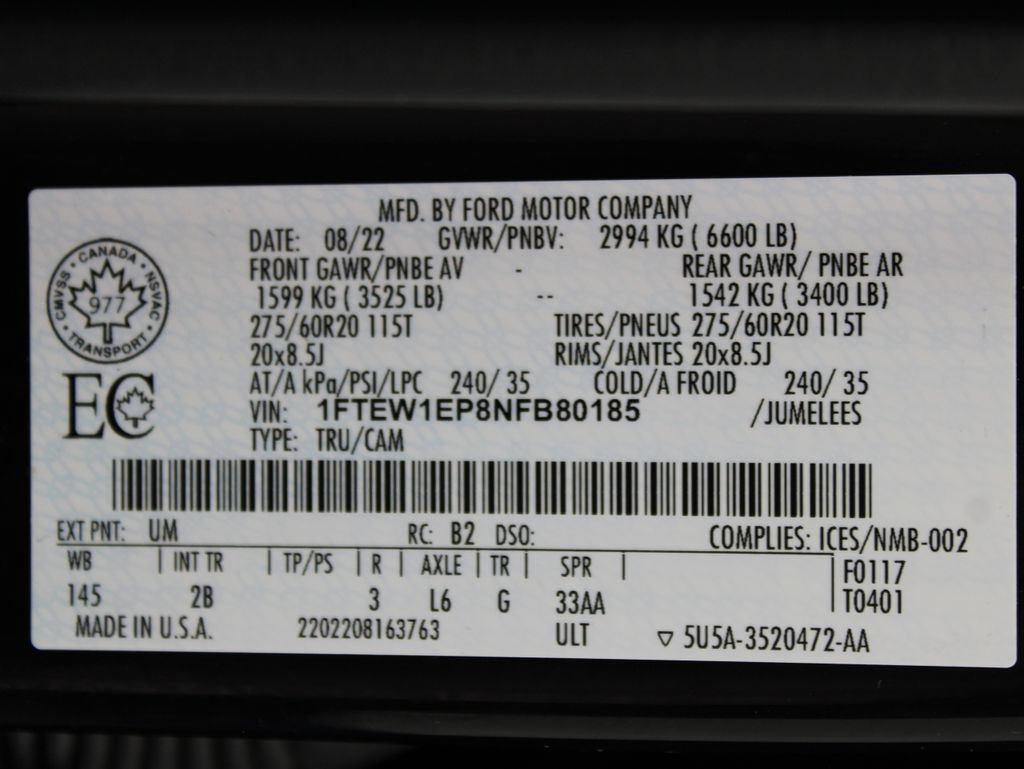 Used 2022 Ford F150 Lariat w/ Equipment Group 502A High AWD/4WD image 76