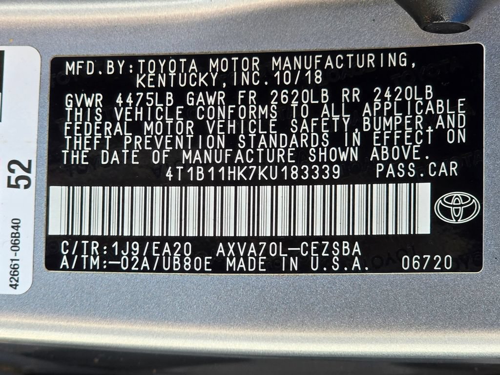 Used 2019 Toyota Camry SE FWD image 52