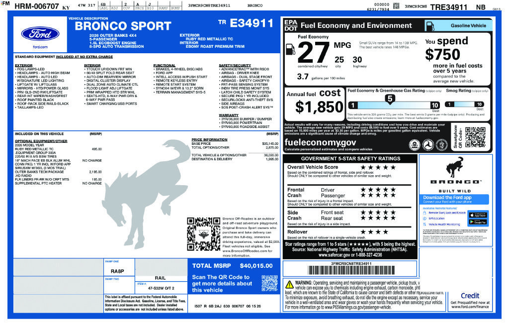New 2026 Ford Bronco Sport Outer Banks w/ Outer Banks Tech Package+ AWD/4WD image 27