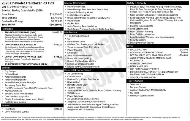 Used 2023 Chevrolet TrailBlazer RS w/ Technology Package FWD image 7