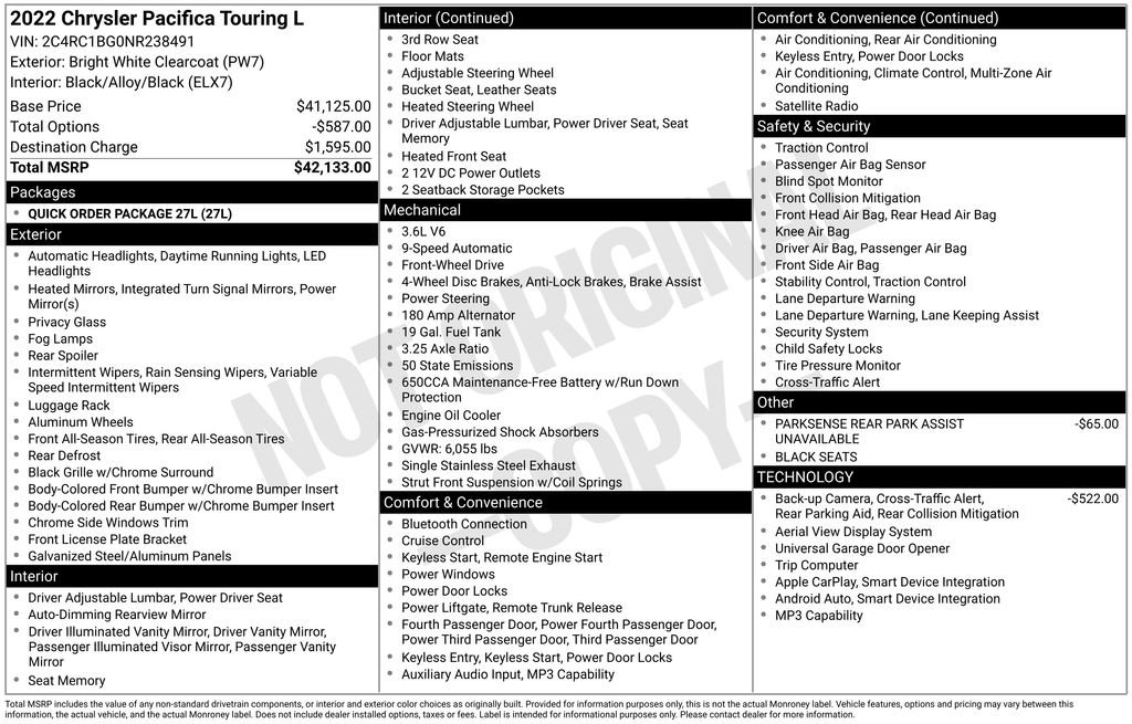 Used 2022 Chrysler Pacifica Touring-L FWD image 31