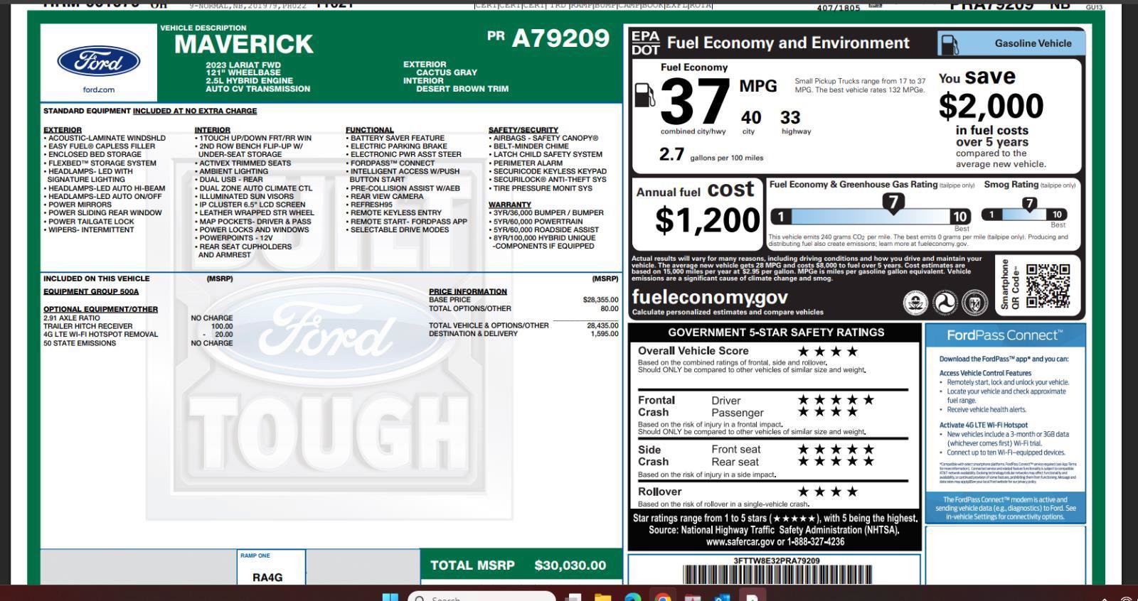 Used 2023 Ford Maverick Lariat FWD image 4