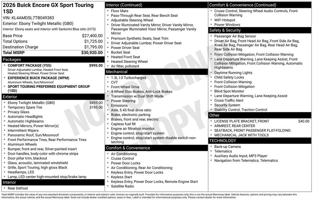 New 2026 Buick Encore GX Sport Touring w/ Comfort Package image 6