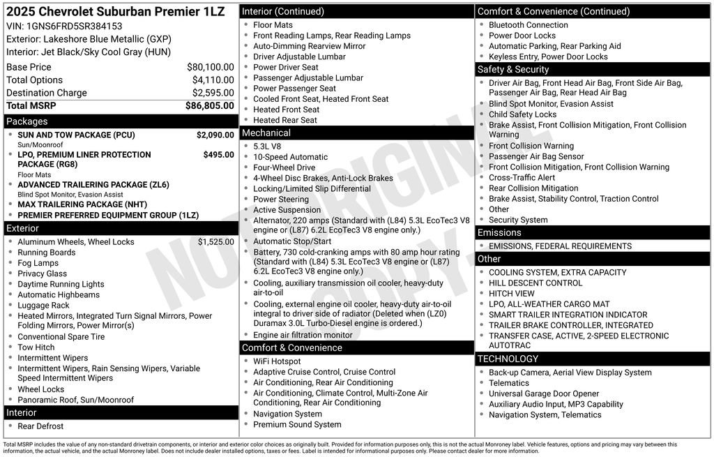 New 2025 Chevrolet Suburban Premier w/ Sun And Tow Package image 10