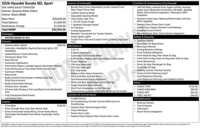 New 2026 Hyundai Sonata SEL AWD/4WD image 4