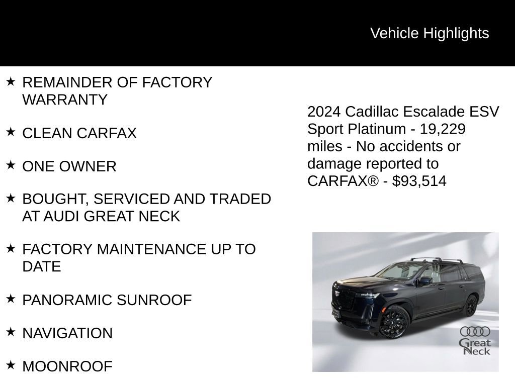 Used 2024 Cadillac Escalade ESV Sport Platinum w/ LPO, ONYX Package AWD/4WD image 9